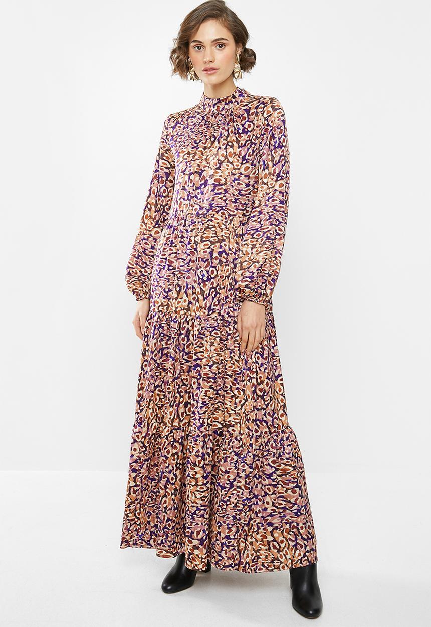 VELVET - Tiered maxi dress - pink & purple