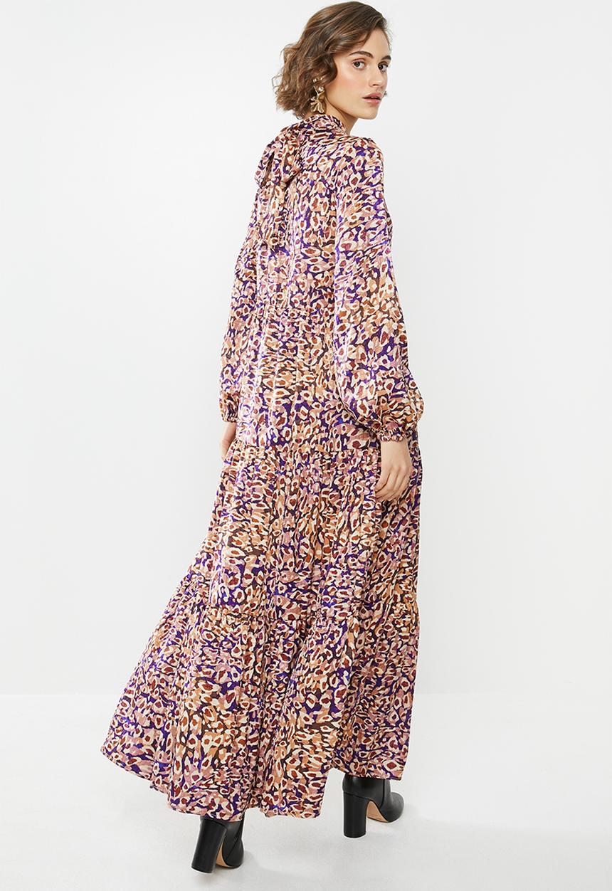 VELVET - Tiered maxi dress - pink & purple