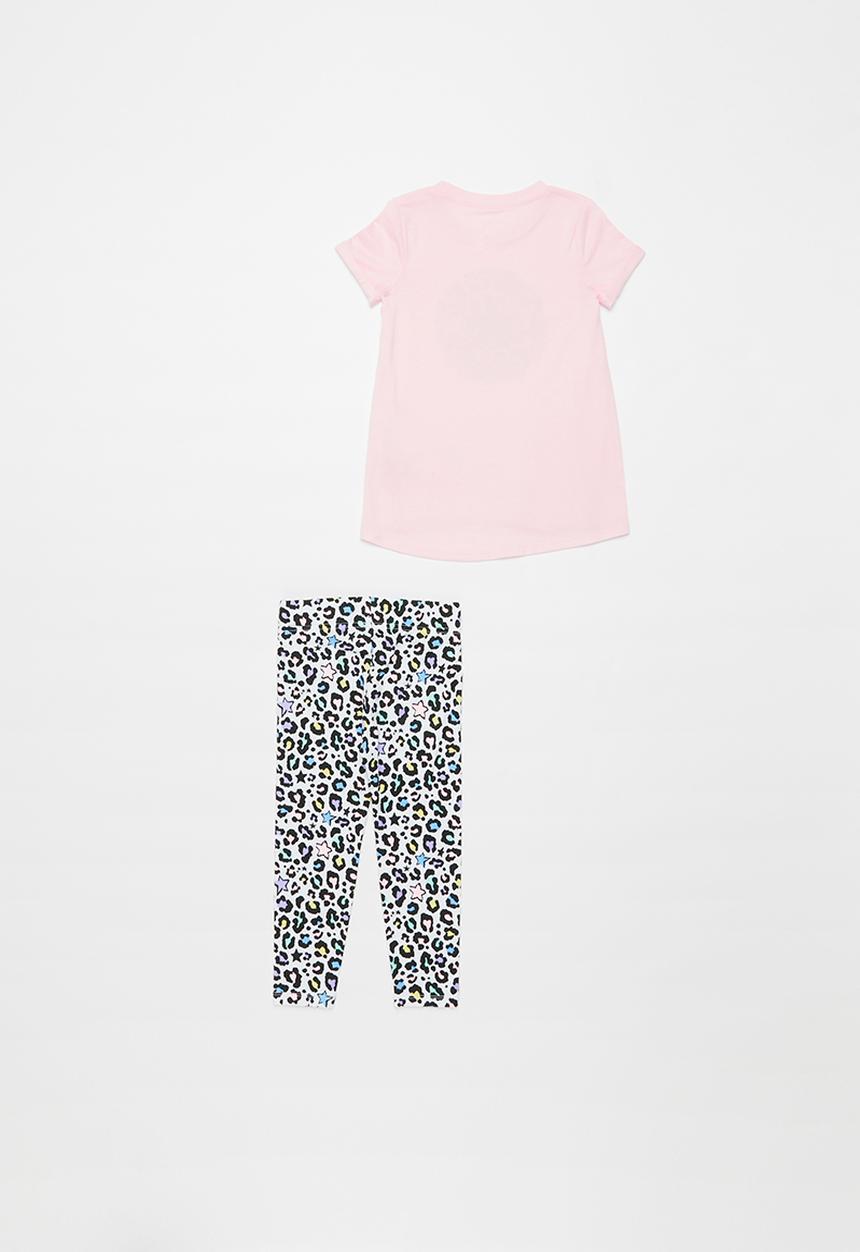 Converse - Converse girls leopard legging set & peplum - pink & white