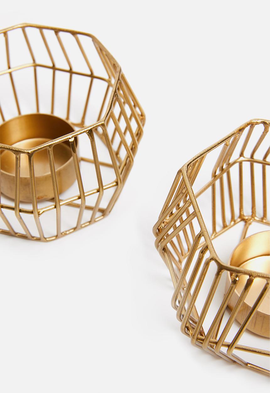 Sixth Floor - Kaya tealight holder set of 2 - gold 