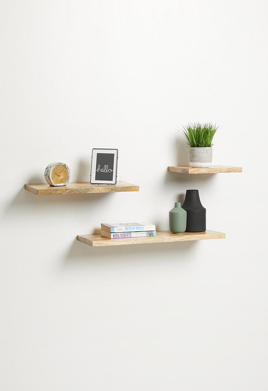 Sixth Floor - Mango wood  shelves set of 3 - natural
