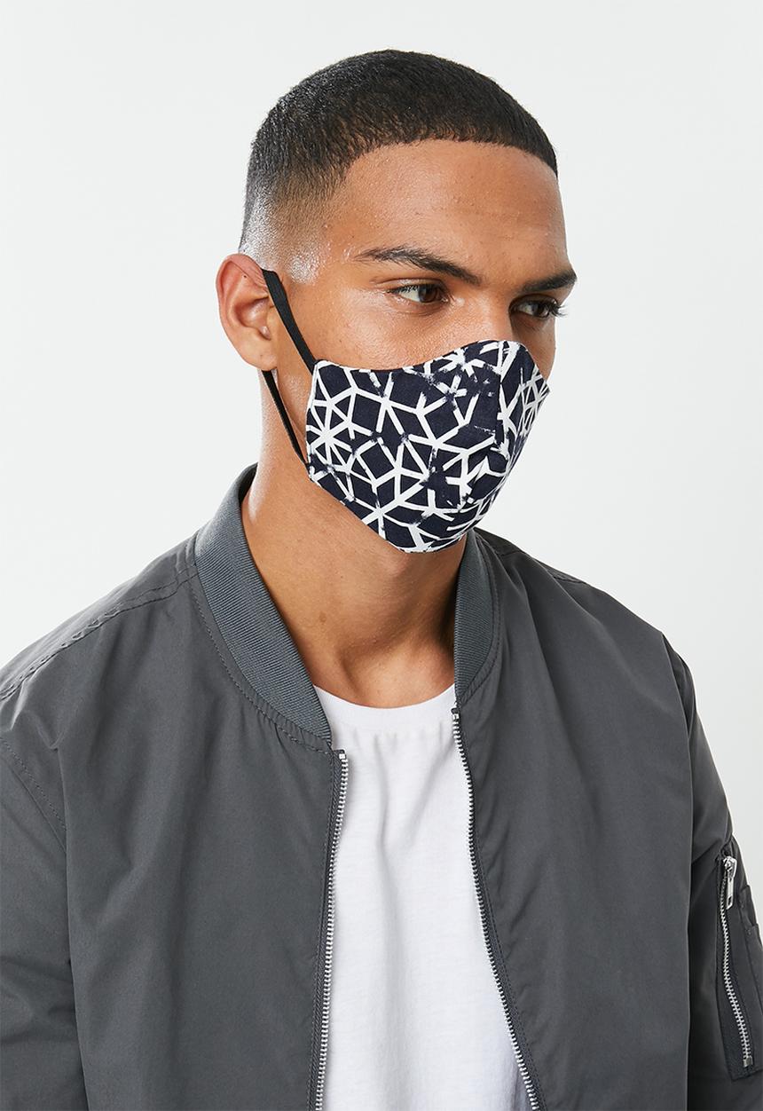 Superbalist - Geo shape and black mask 2 pack - black & white