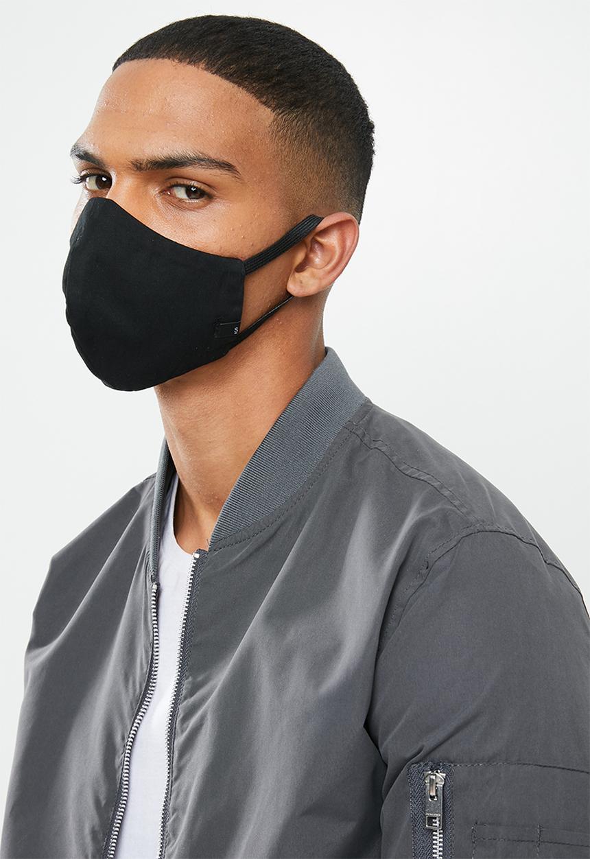 Superbalist - Geo shape and black mask 2 pack - black & white