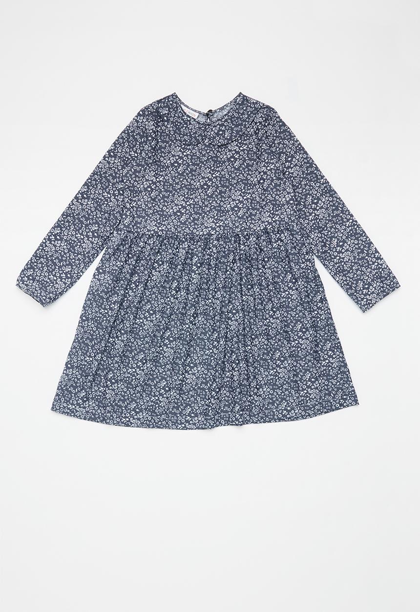 Pop Candy - Girls woven dress - navy & white