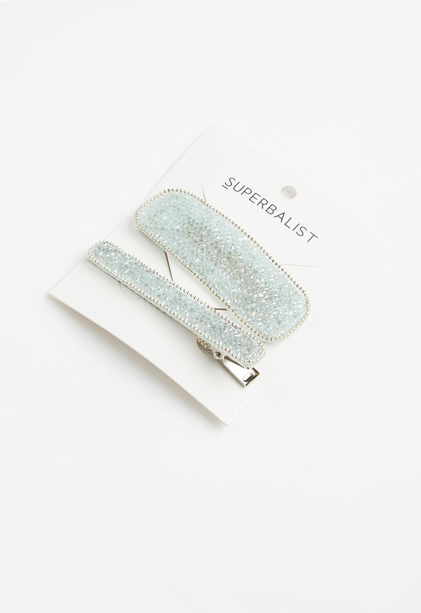 Superbalist - Round square glitter hair slides - green