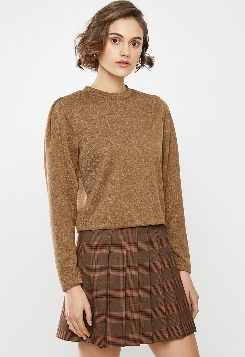 Blake - Metallic rib pullover - tan