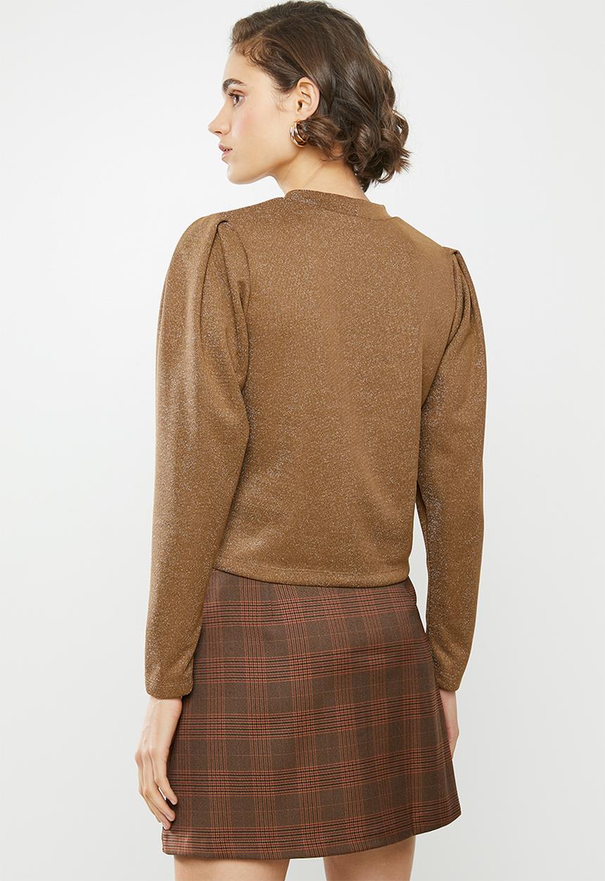 Blake - Metallic rib pullover - tan