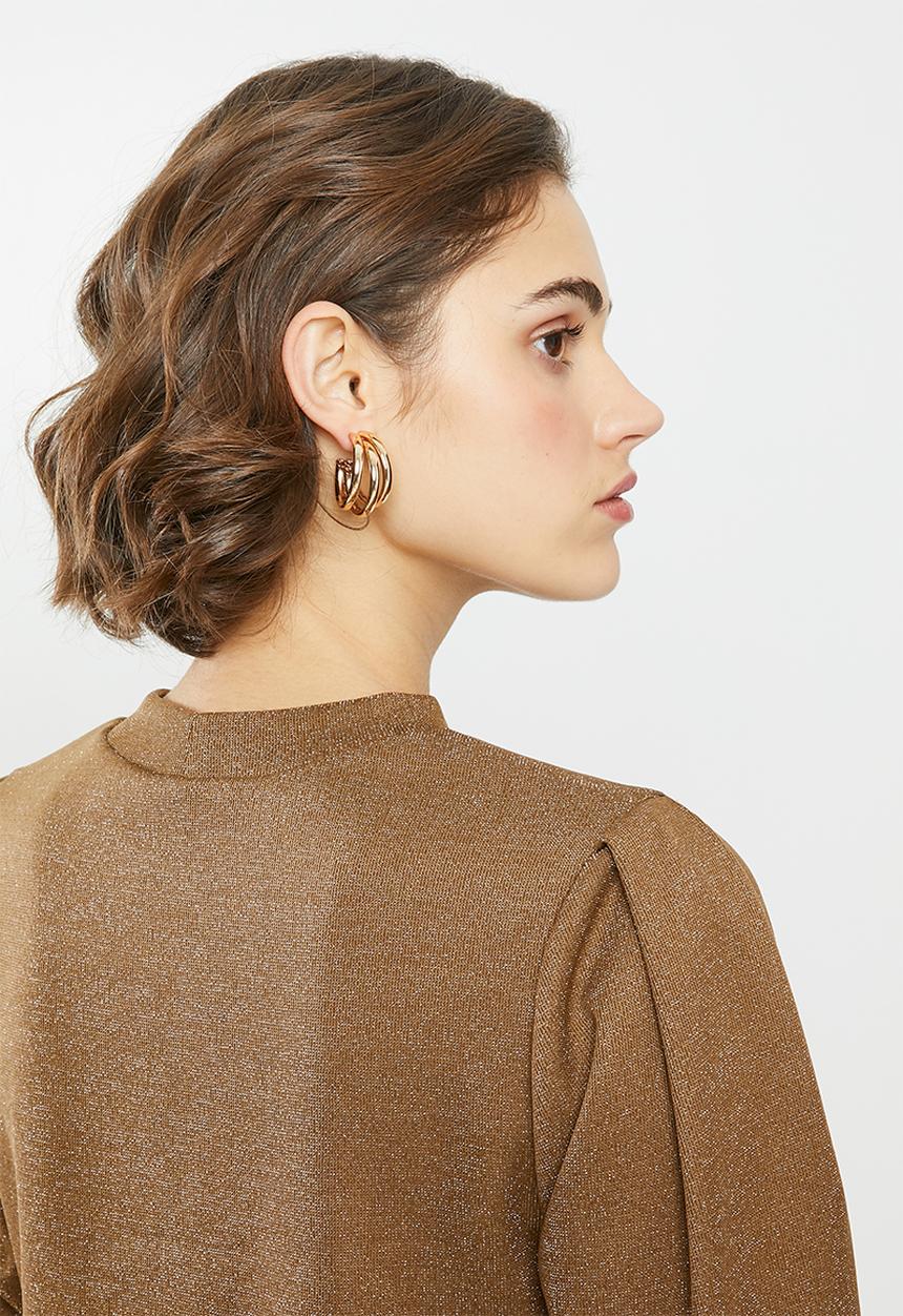 Blake - Metallic rib pullover - tan