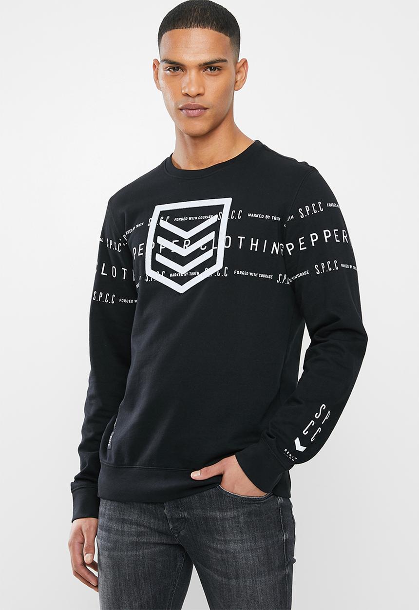 S.P.C.C - Duke applique crew neck sweat - black