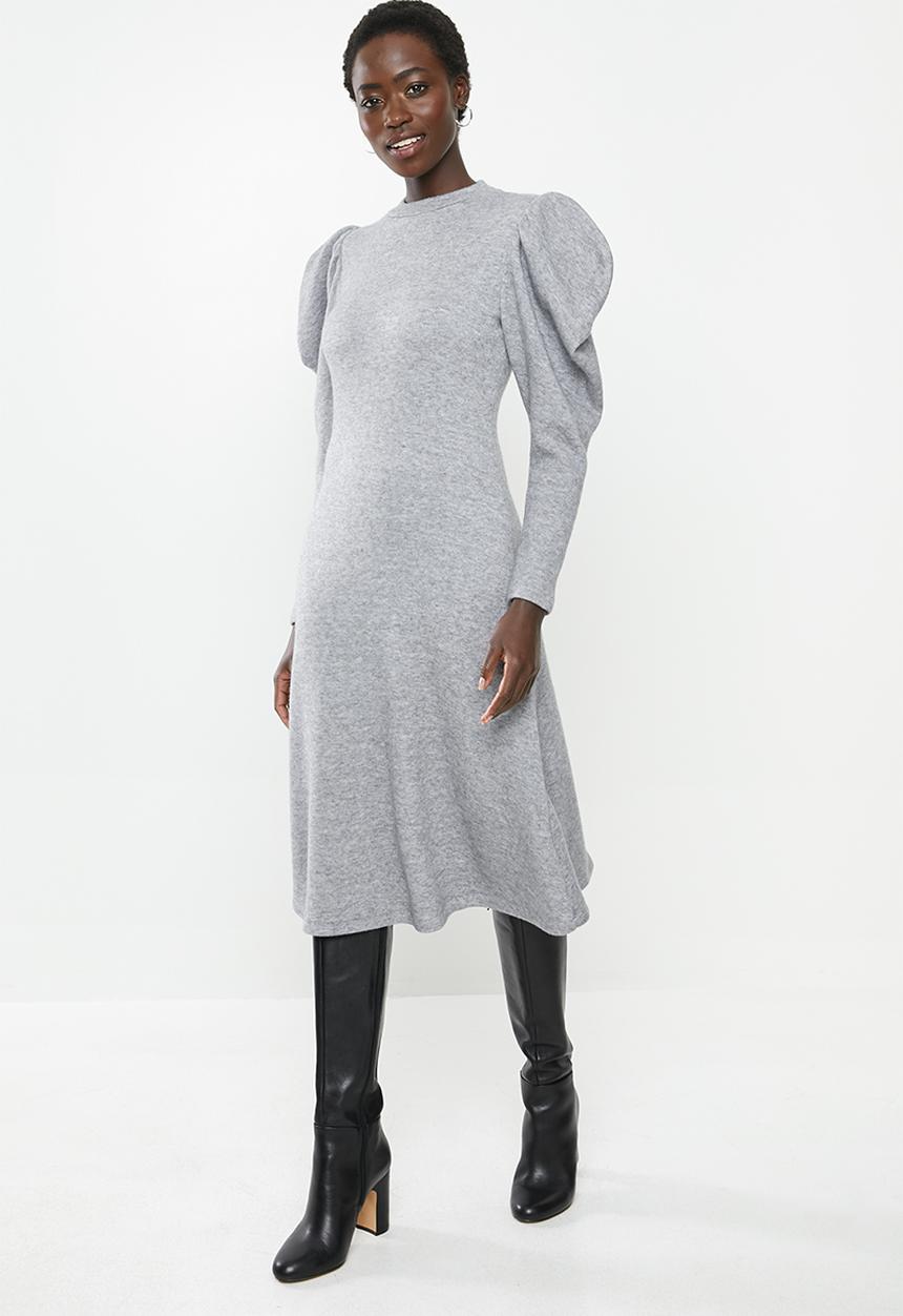 MILLA - Puff sleeve knit dress - grey
