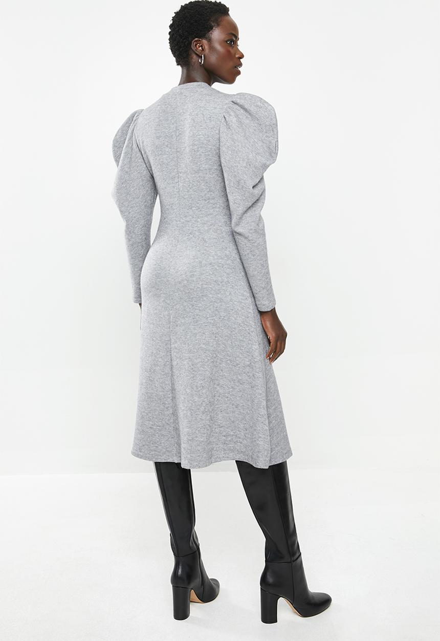 MILLA - Puff sleeve knit dress - grey