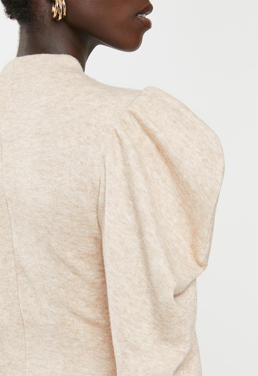 MILLA - Puff sleeve knit dress - beige