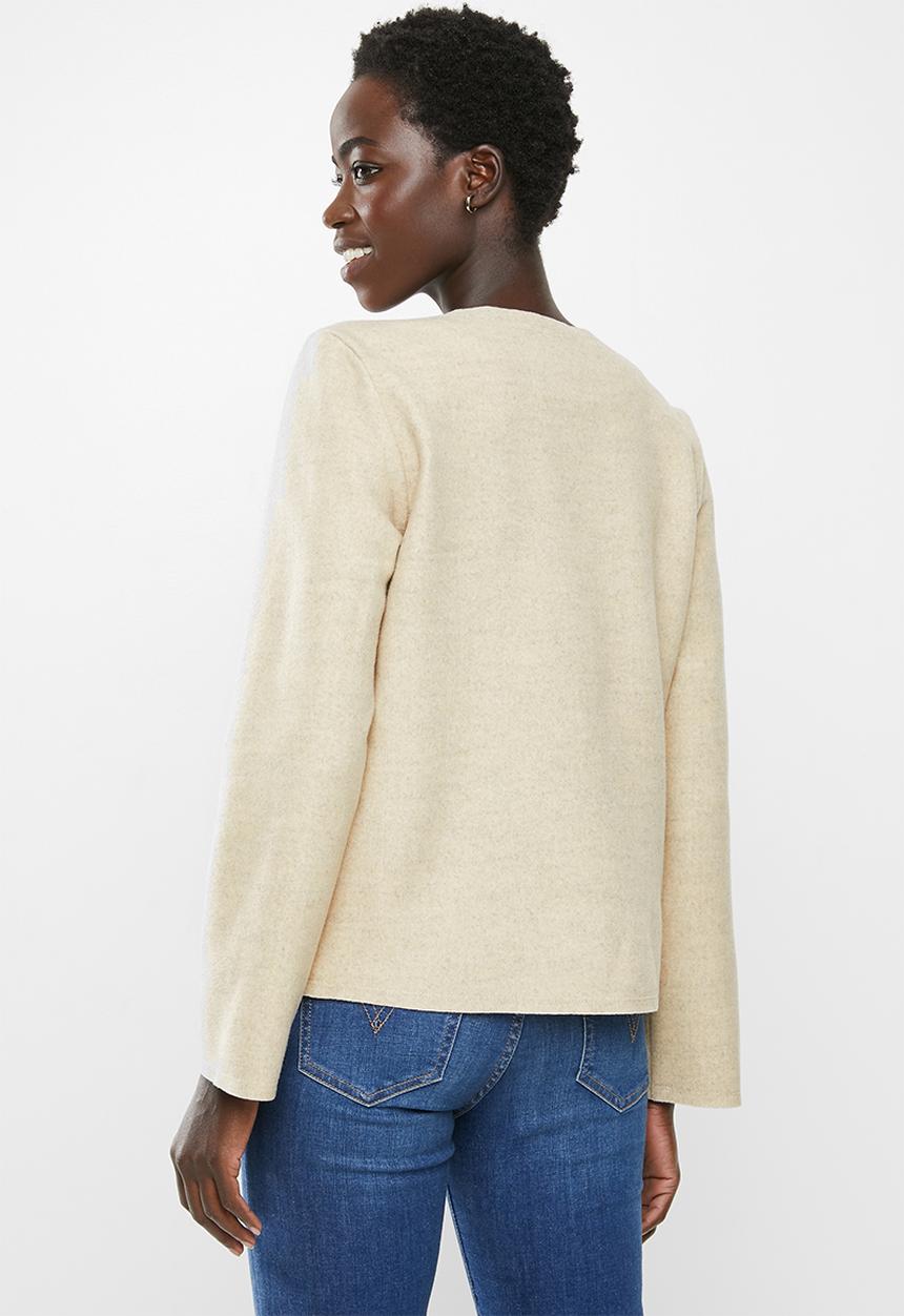edit - Boxy button melton jacket - beige 