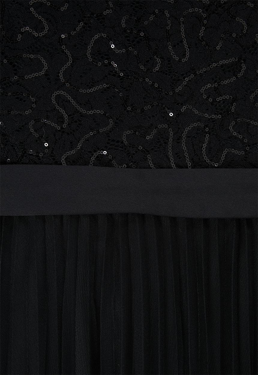 MILLA - Lace bardot maxi dress-black