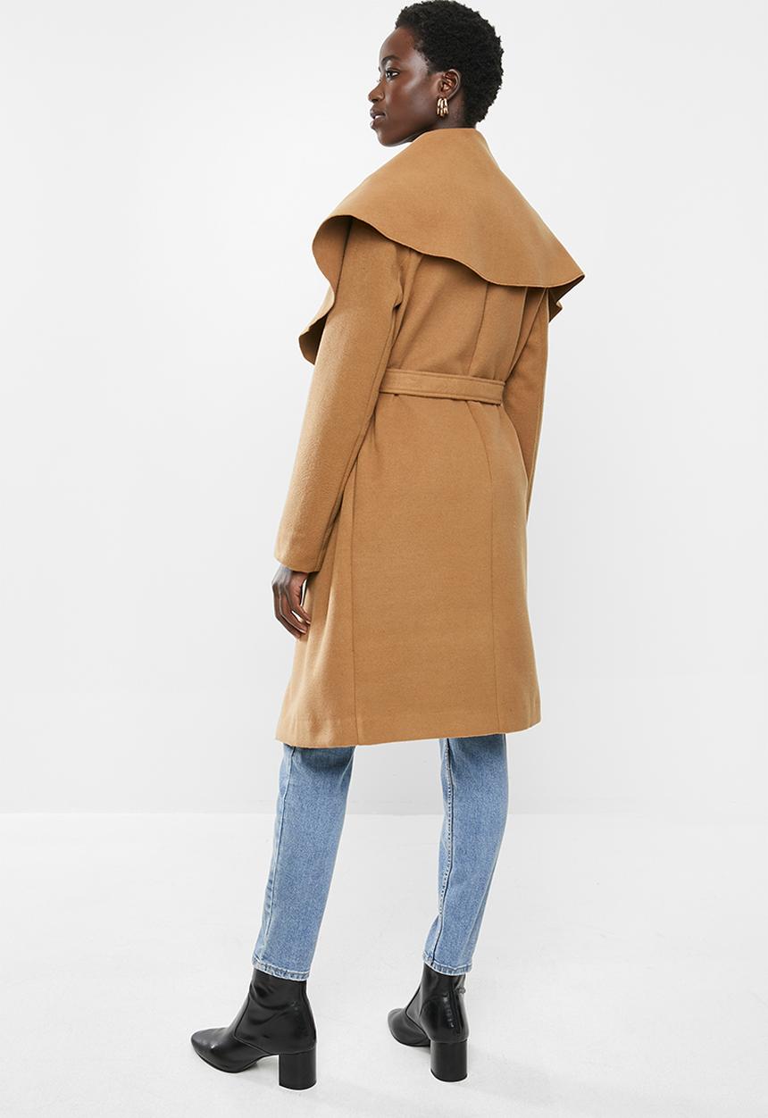 MILLA - Shawl collar coat - tan