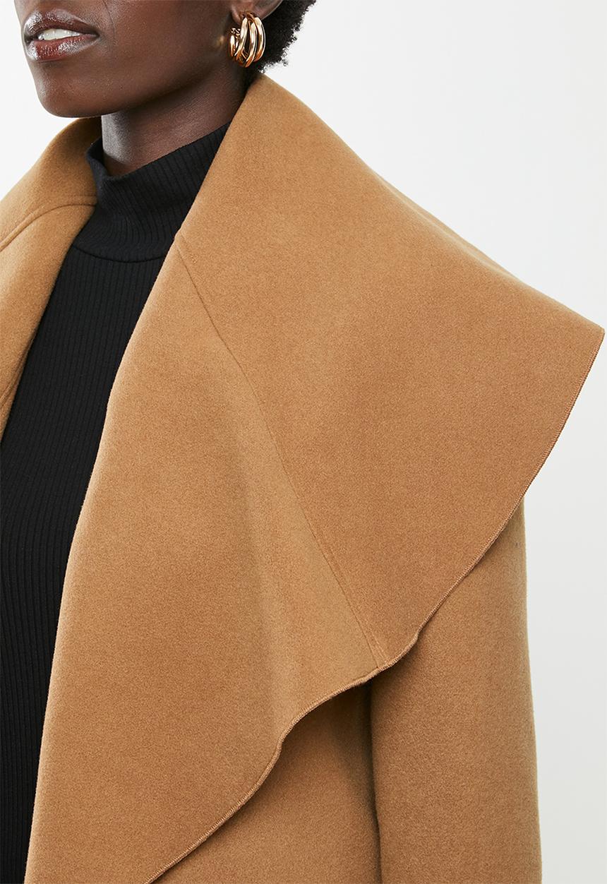 MILLA - Shawl collar coat - tan