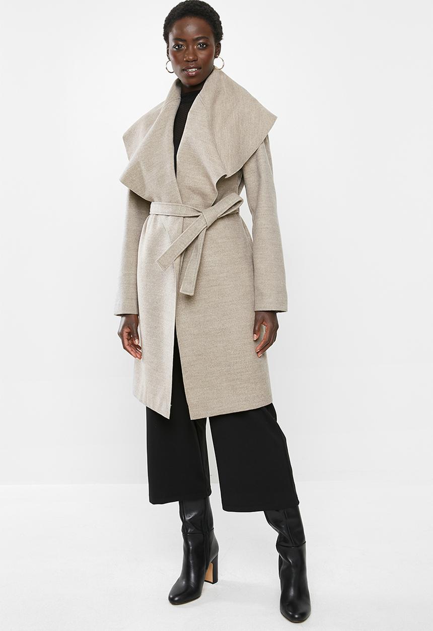 MILLA - Shawl collar coat - oatmeal
