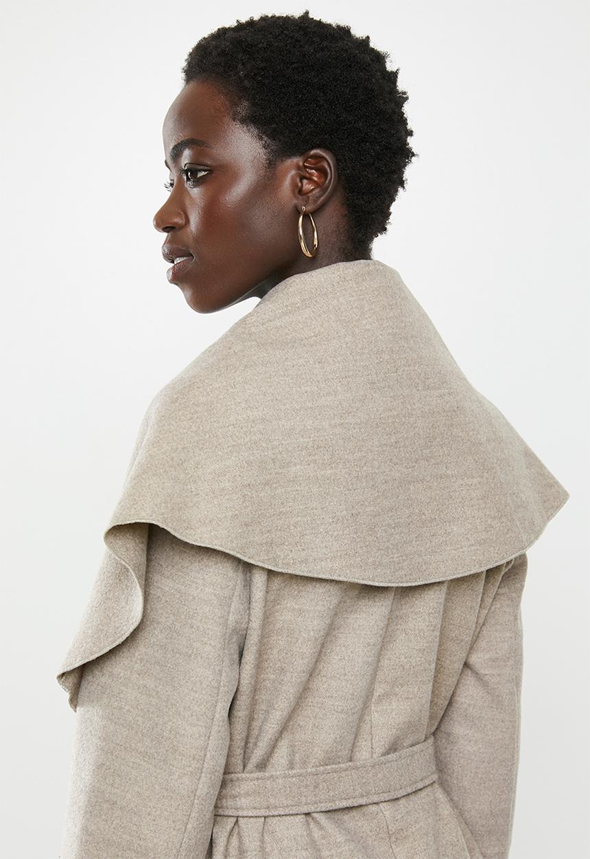 MILLA - Shawl collar coat - oatmeal