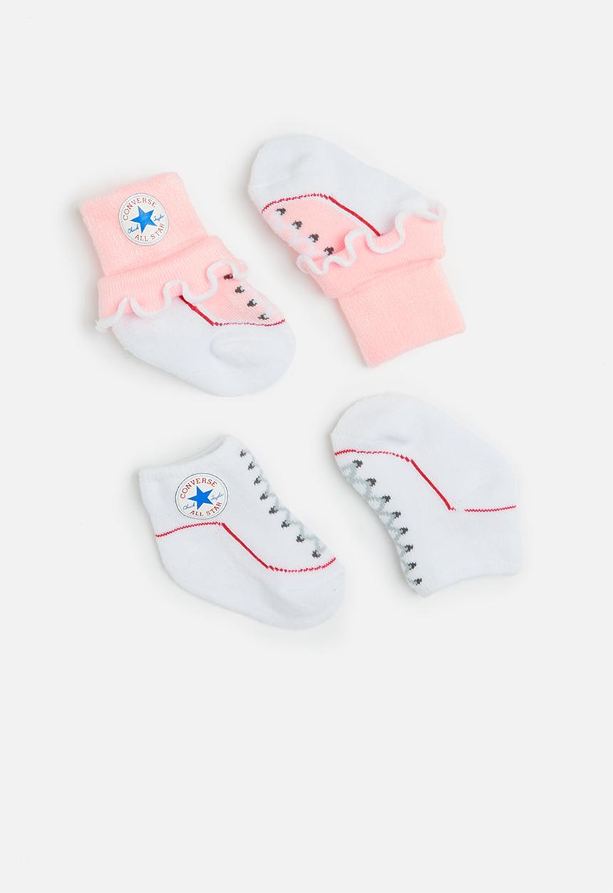 Converse - Frilly chucks infant/toddler bootie 2 pack - pink & white 