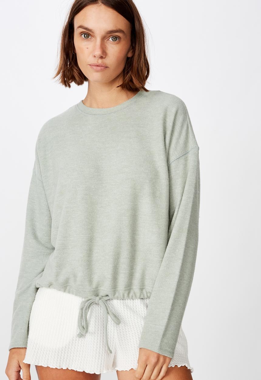Cotton On - Super soft draw cord crew - green 