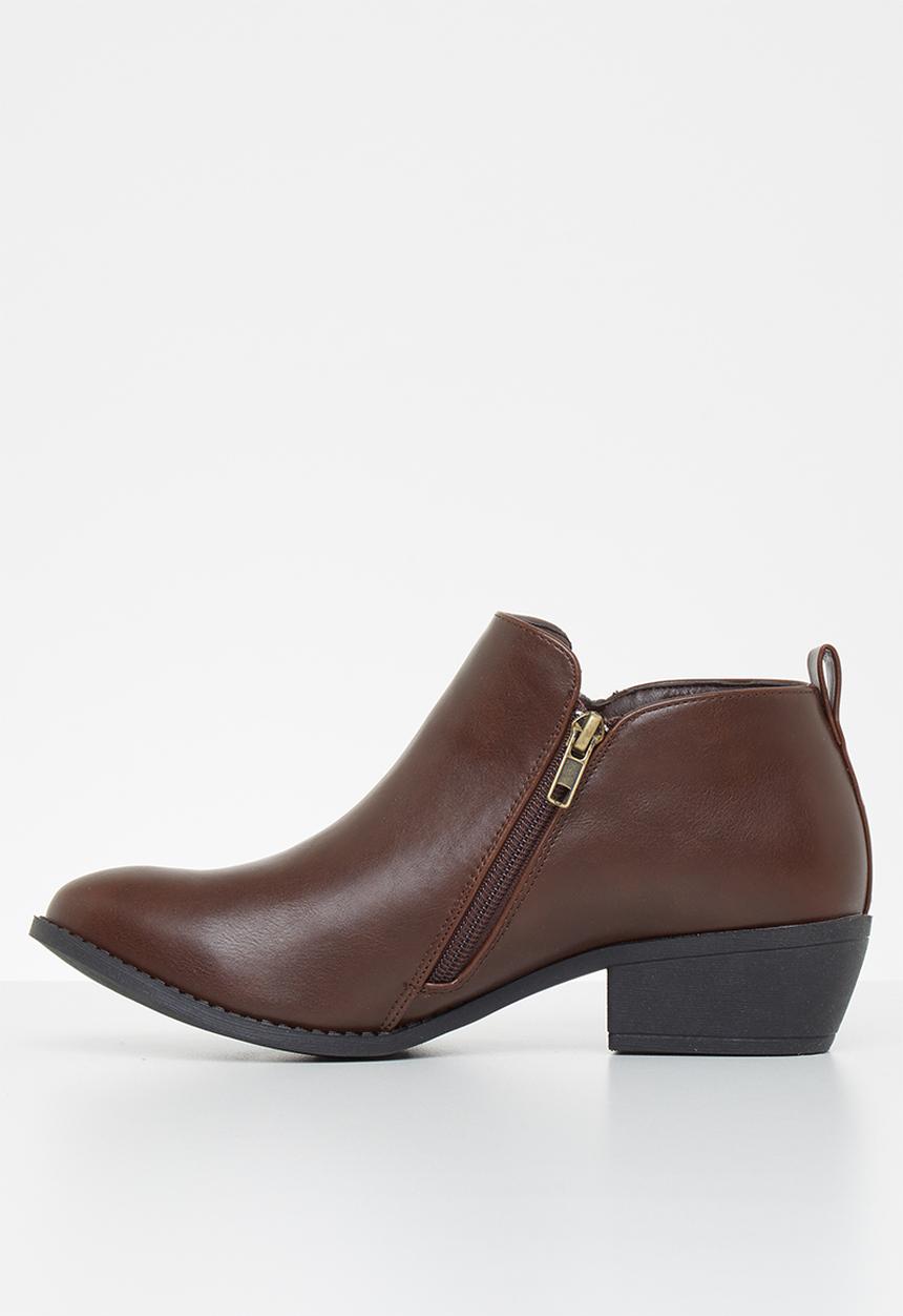 Jada - Side zip bootie - dark brown
