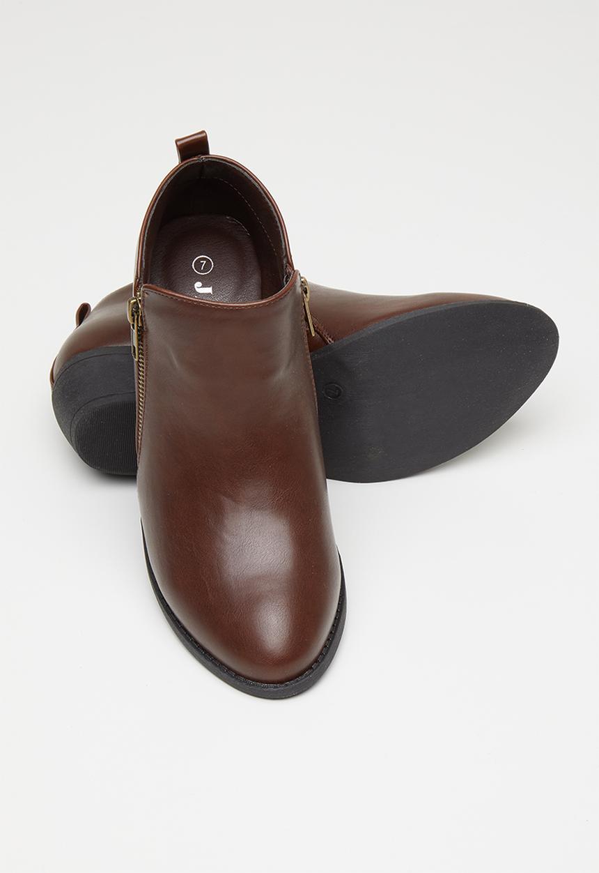 Jada - Side zip bootie - dark brown