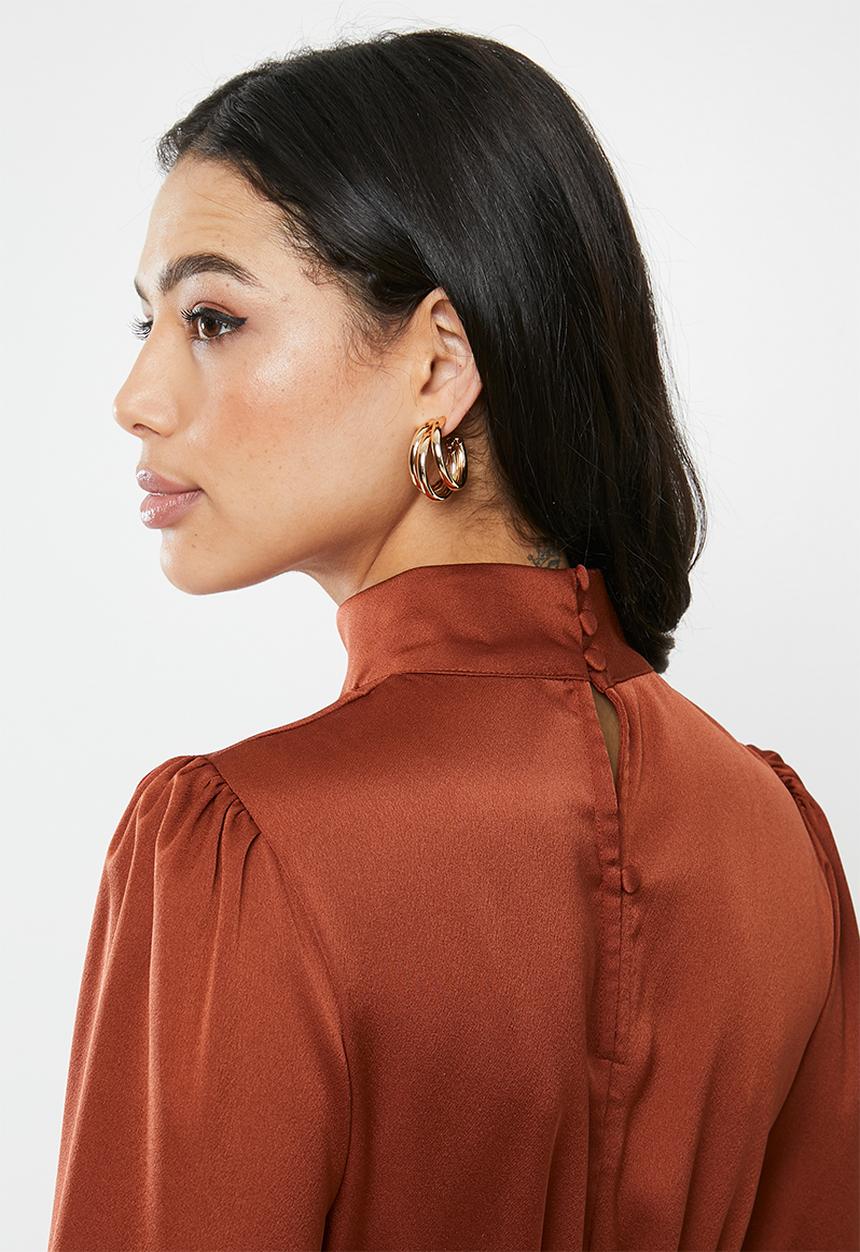 Glamorous - High neck peplum - rust