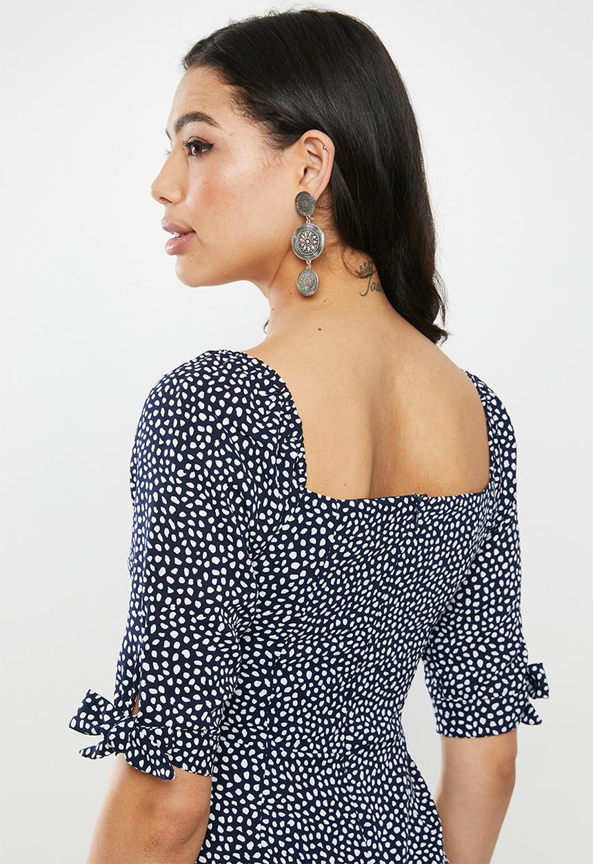 Glamorous - Navy dalmation spot tunic - navy & white 