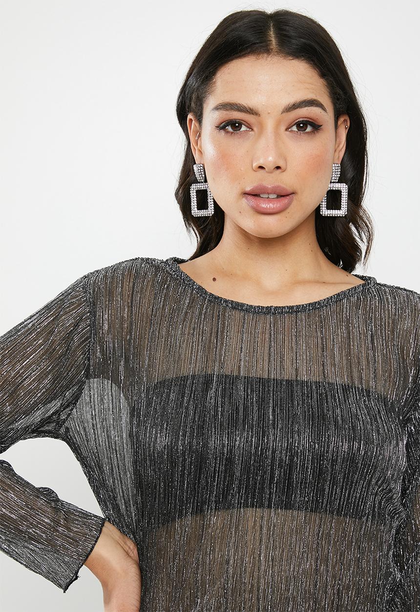 Glamorous - Mesh blouse - silver & black 