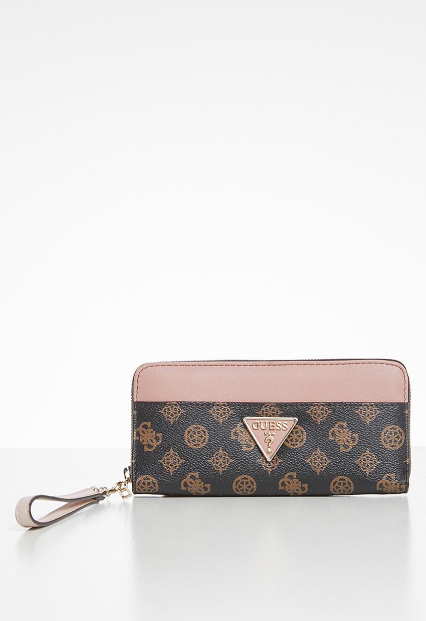GUESS - Kamryn slg large zip around - brown & blush