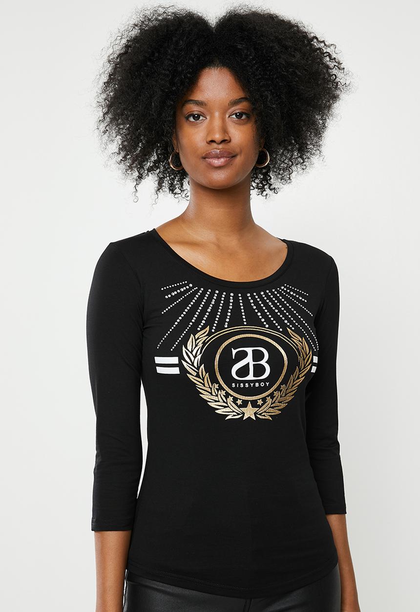 SISSY BOY - All over bling logo tee - black