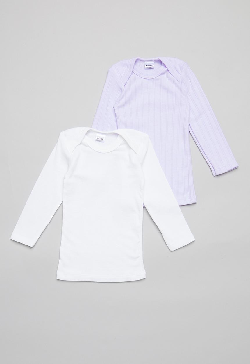 Pop Candy - 2 Pack long sleeve tee - white & lilac