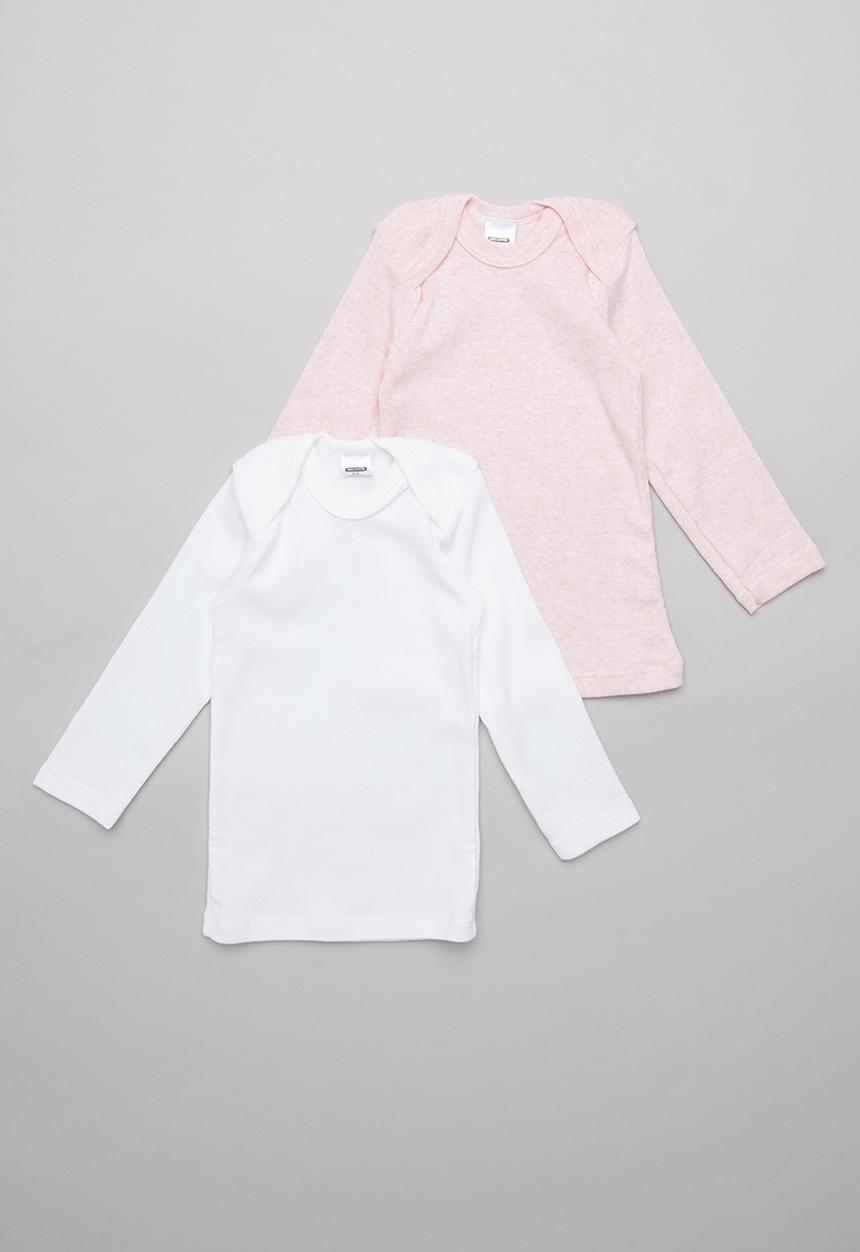 Pop Candy - 2 Pack long sleeve tee - white & pink