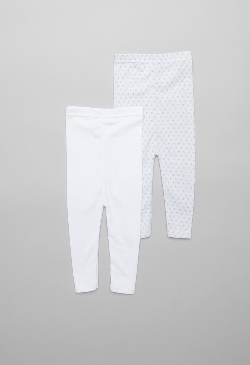 Pop Candy - Girls 2 pack leggings - white & grey 