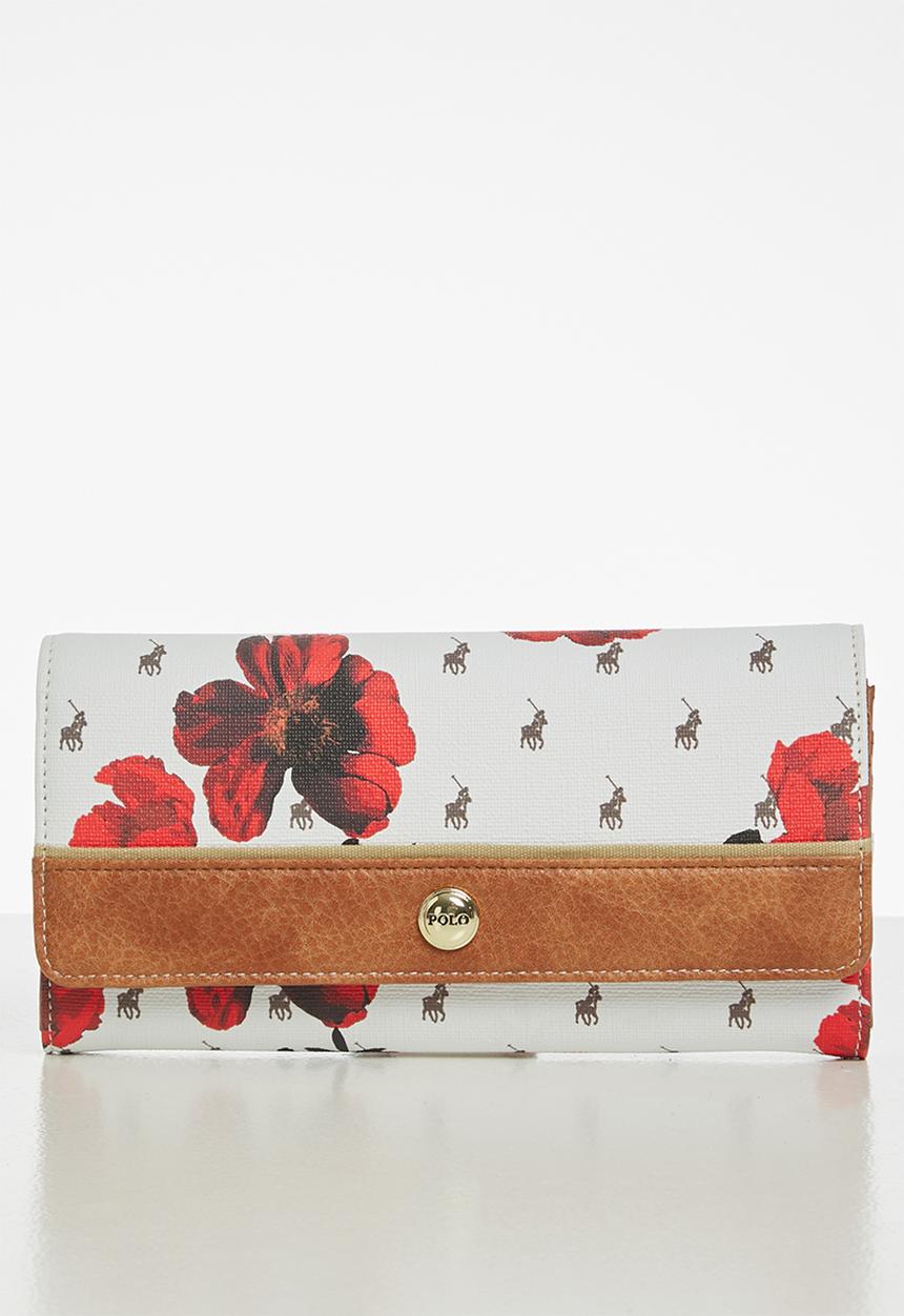 POLO - Floral heritage clutch purse - white & brown