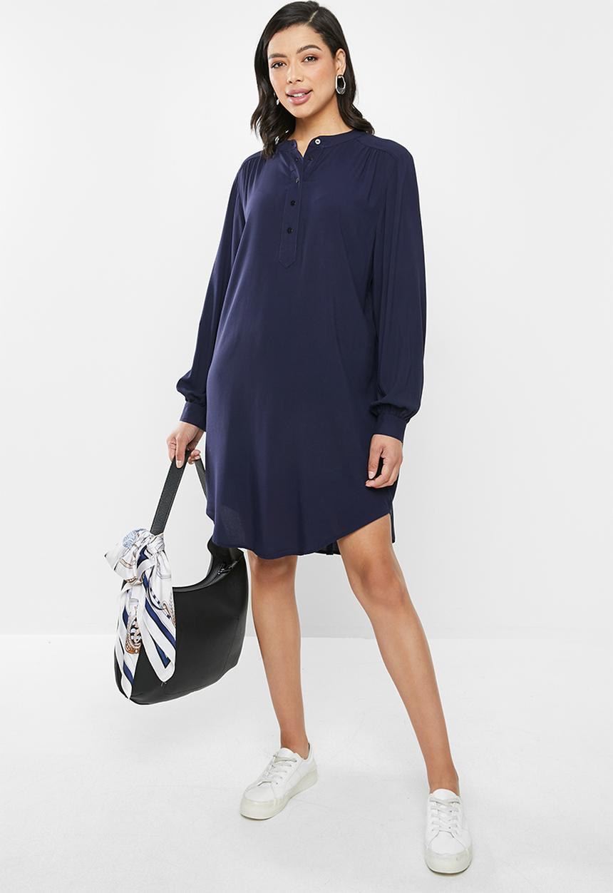 edit - Mandarin viscose tunic - navy