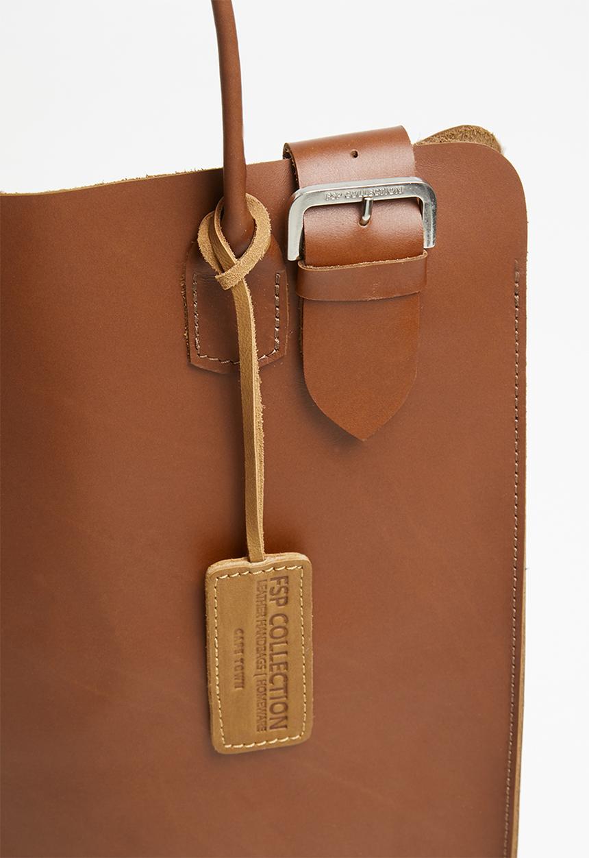FSP Collection - Raw edge vegtan laptop bag - wheat