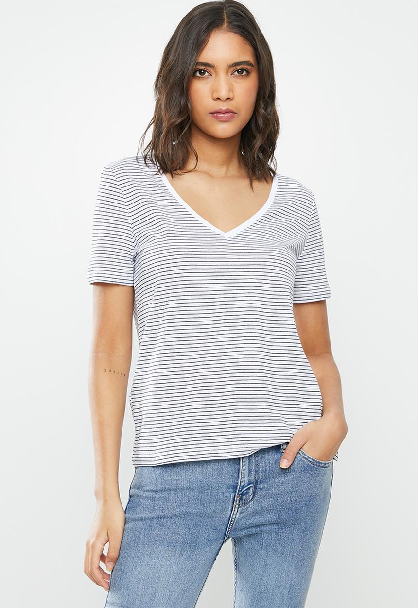 MANGO - T-shirt chalapi - white & black 