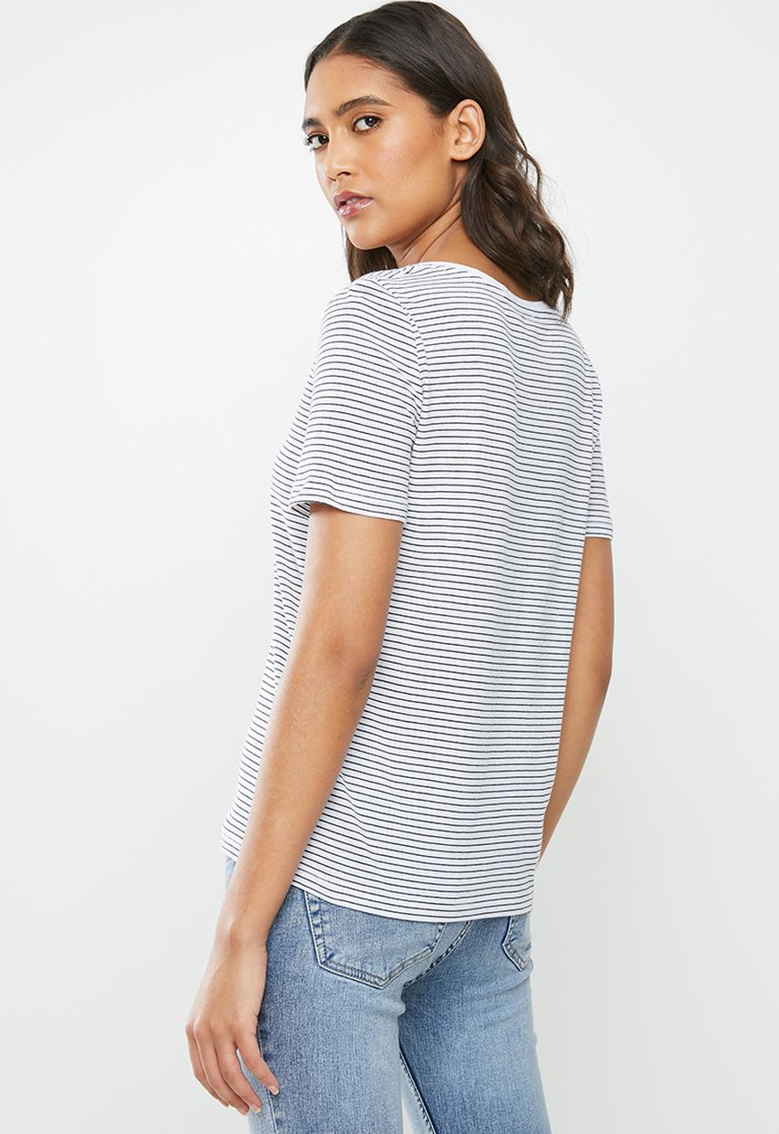 MANGO - T-shirt chalapi - white & black 