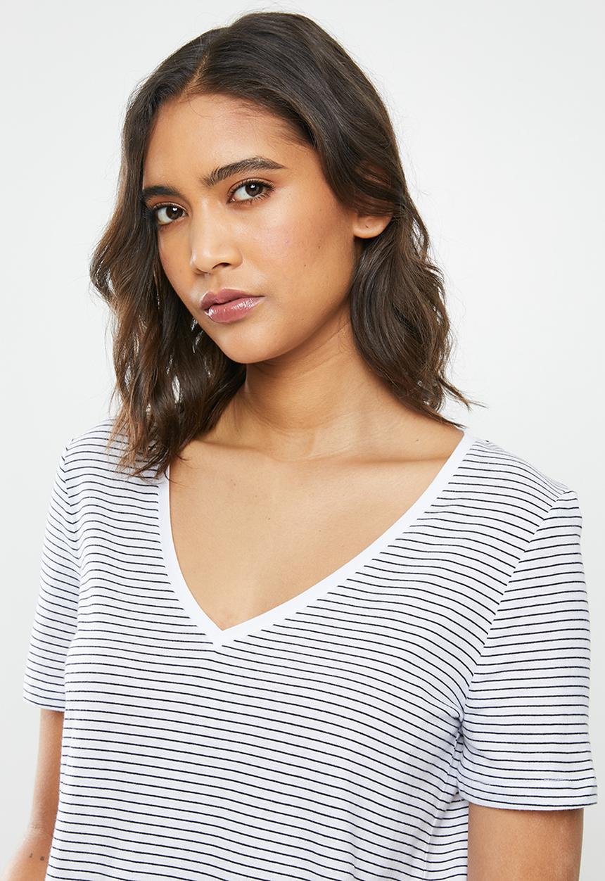 MANGO - T-shirt chalapi - white & black 