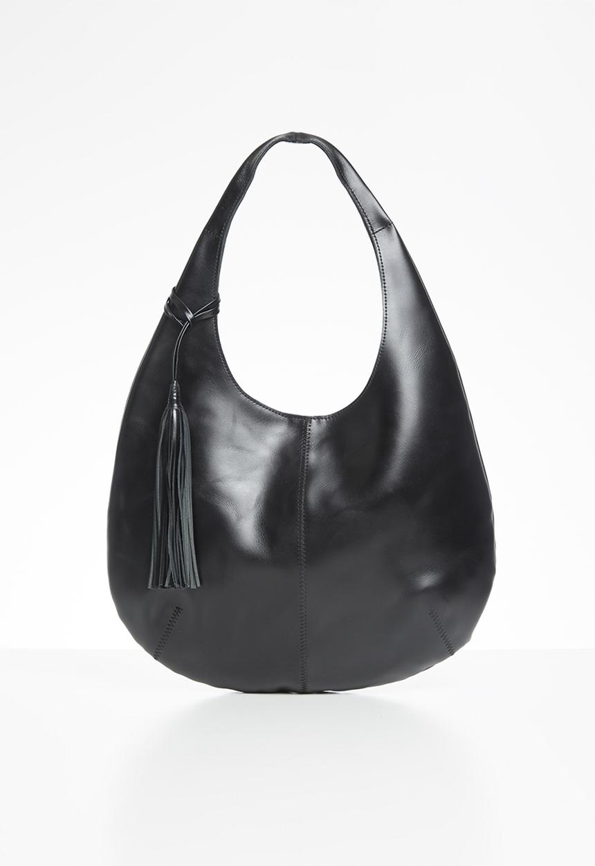 FSP Collection - Raw edge Sammy veg leather bag - black