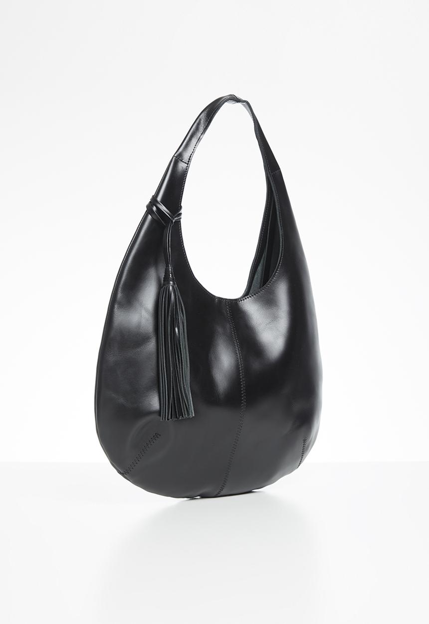 FSP Collection - Raw edge Sammy veg leather bag - black