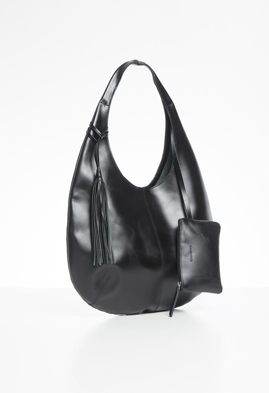 FSP Collection - Raw edge Sammy veg leather bag - black