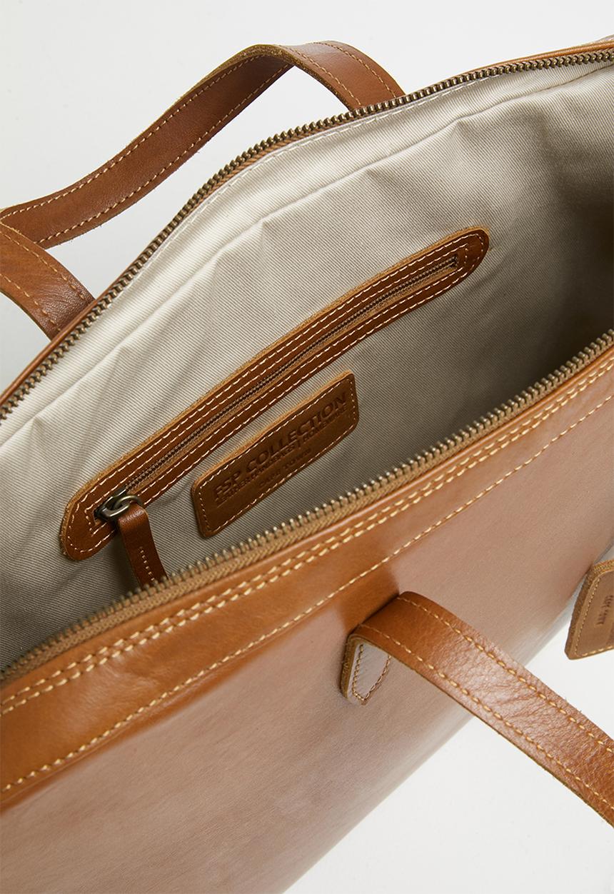 FSP Collection - Briefcase dakota leather bag - fudge