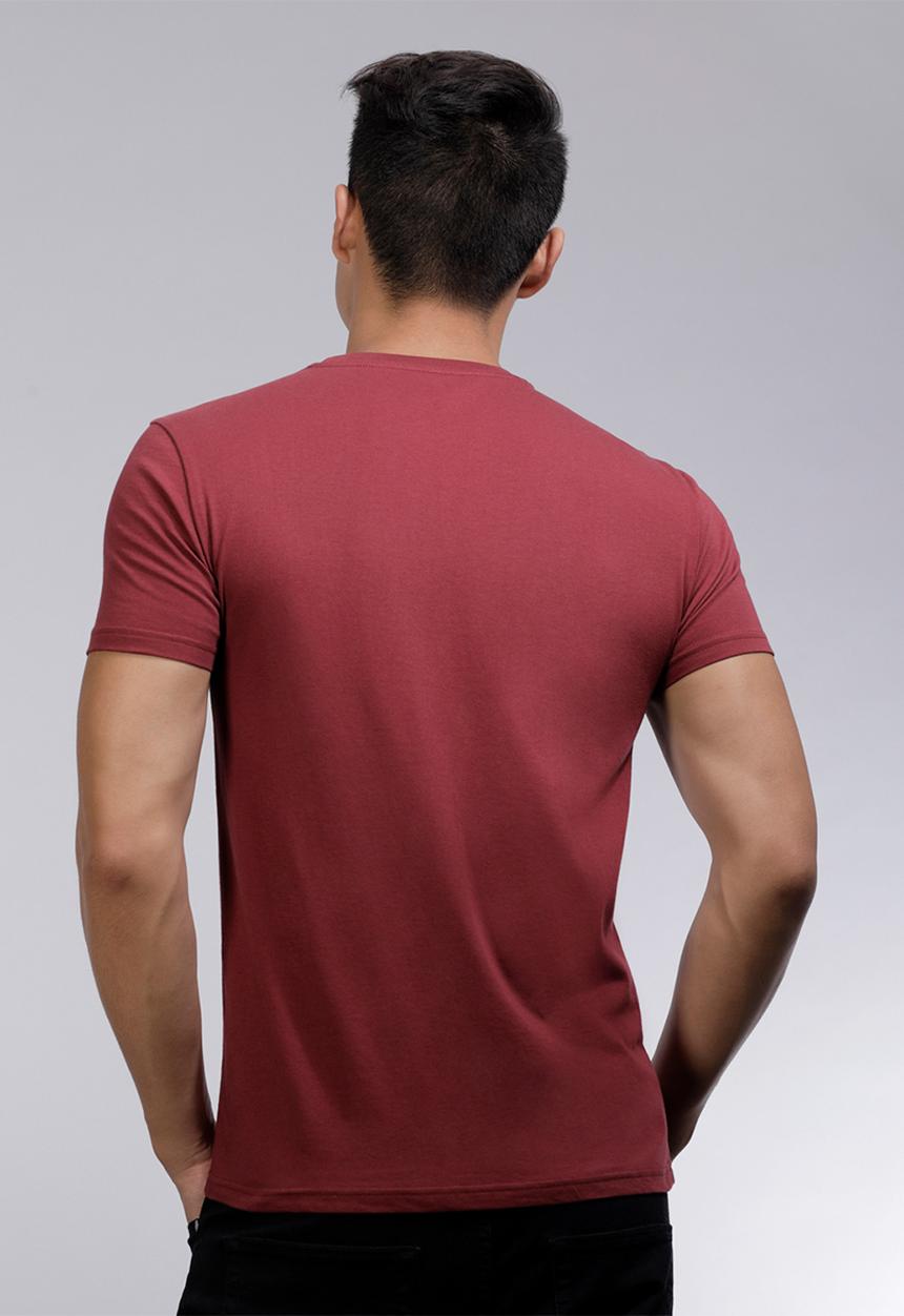 POLO - Lucas plain crew neck T-shirt - burgundy