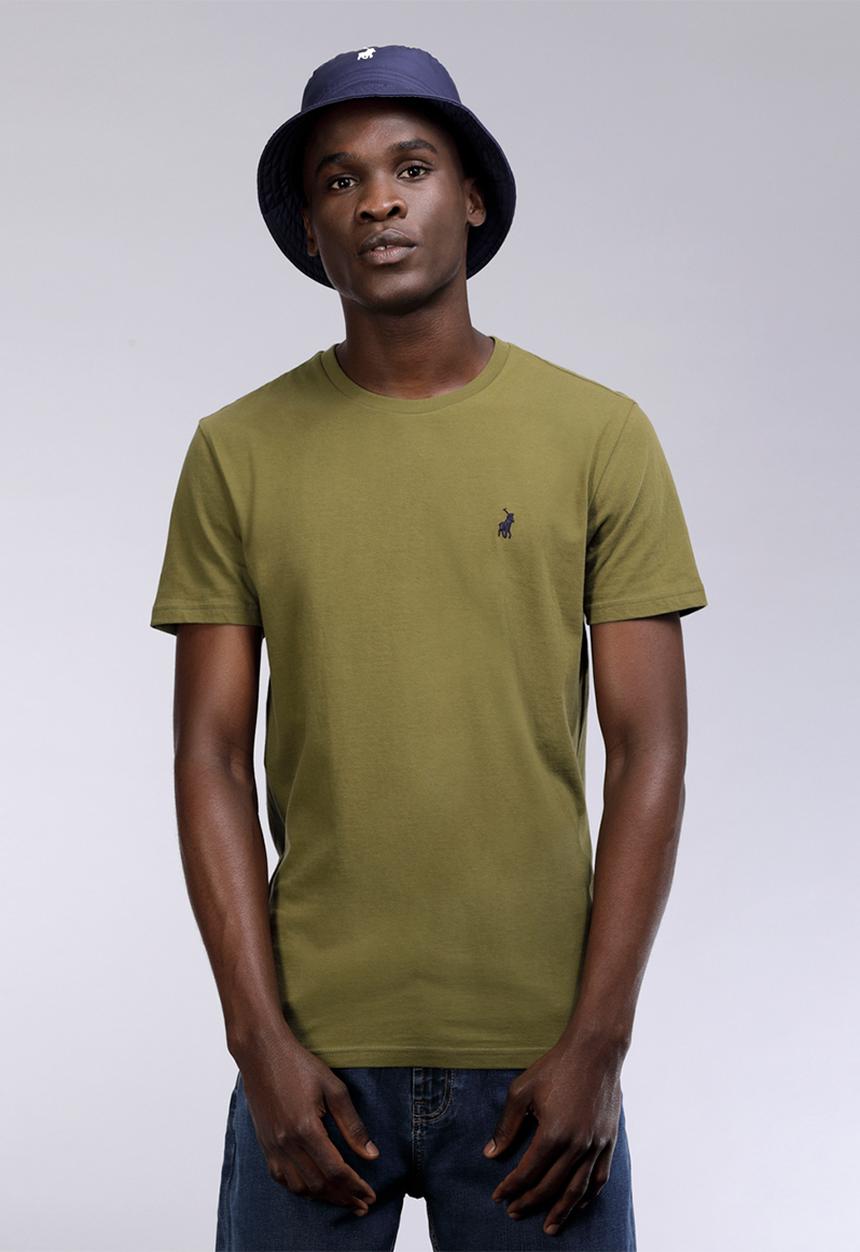 POLO - Mens Lucas plain crew neck T-shirt - olive