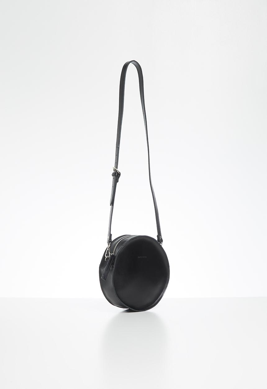 FSP Collection - Raw edge round veg leather bag - black