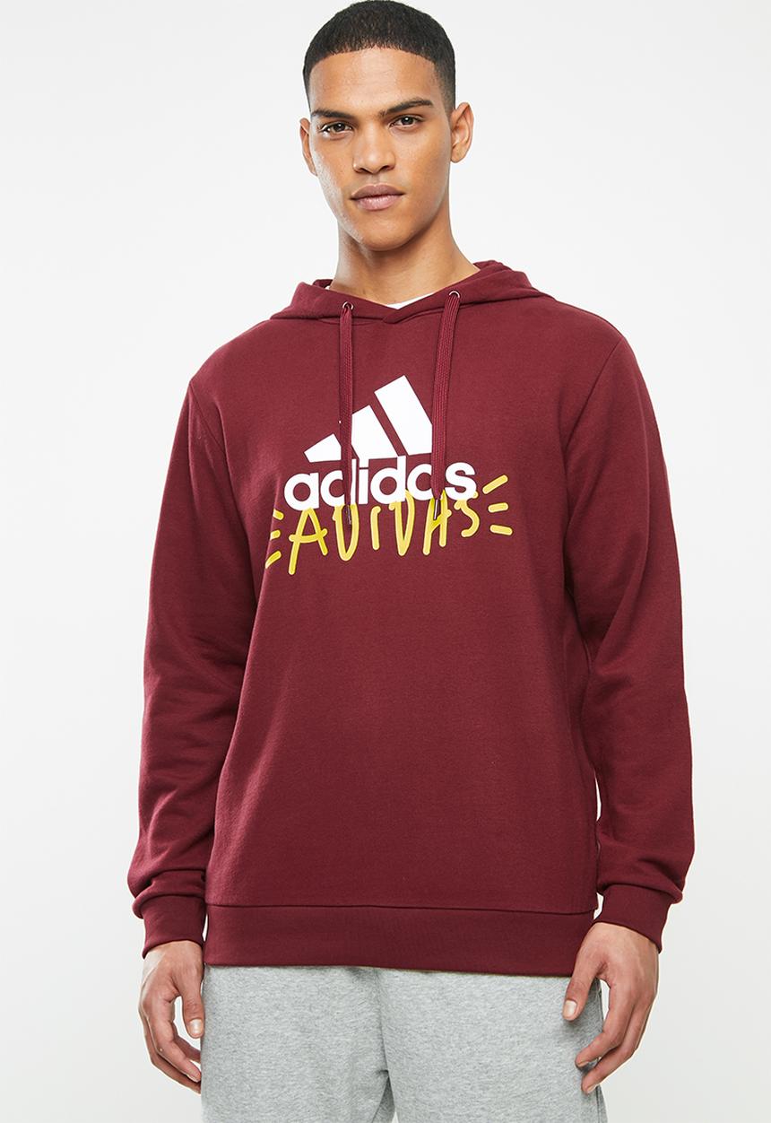 adidas Performance - Graphic hoodie - burgundy