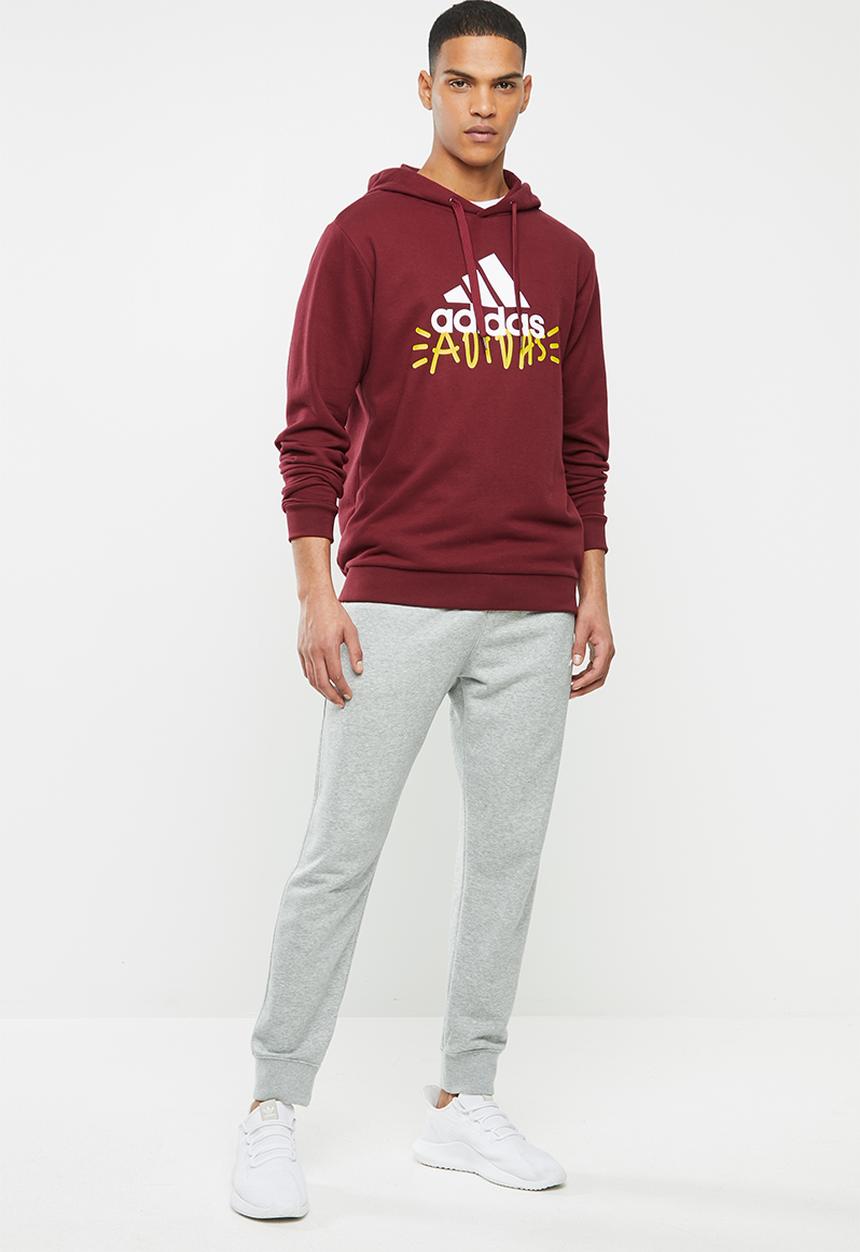 adidas Performance - Graphic hoodie - burgundy