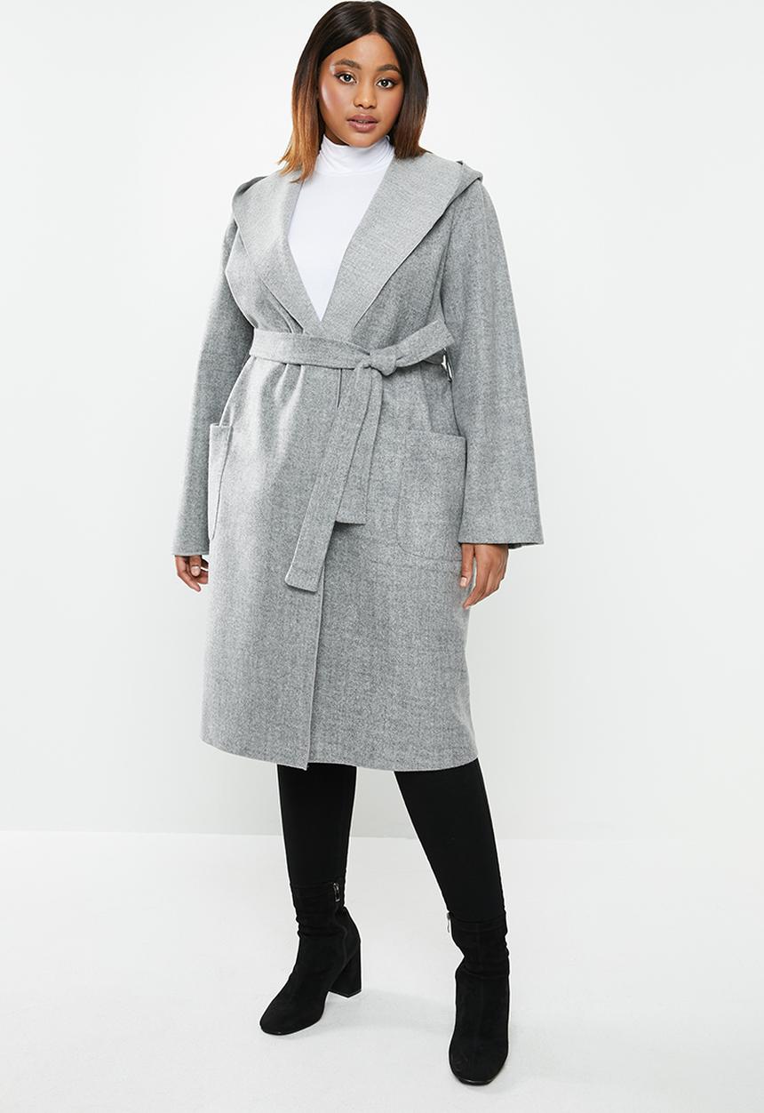 edit Plus - Hooden melton coat (plus) - grey 